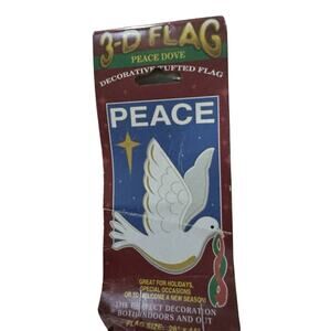 VTG Christmas Holiday Peace Dove 3D 1998 Decorative Tufted Flag 28” x 44” NEW